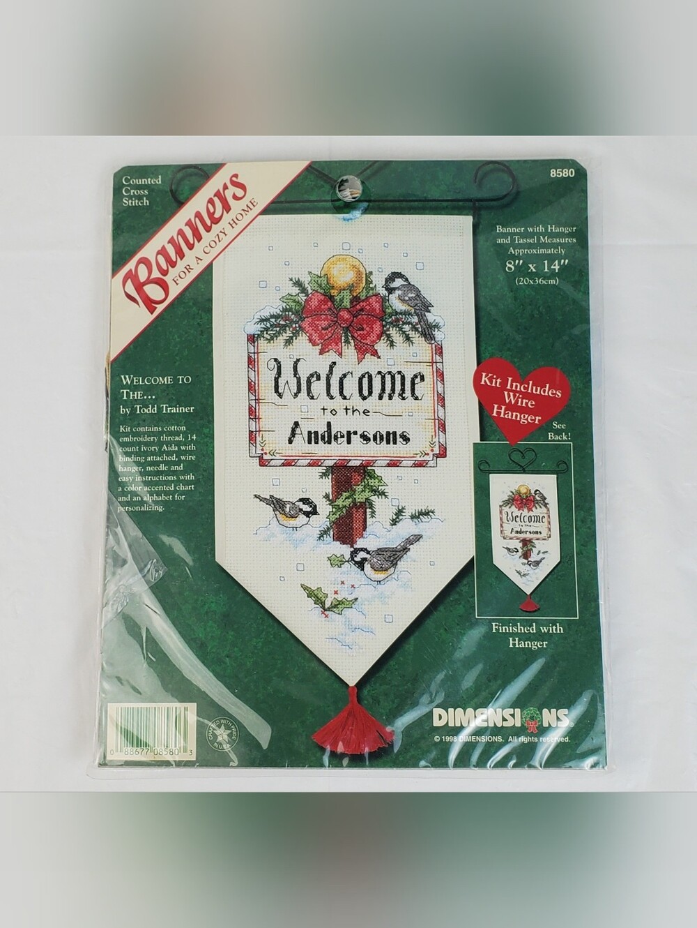 Dimensions VTG 1998 Welcome to the Cross Stitch Banner Kit # 8580 Cozy Home NOS